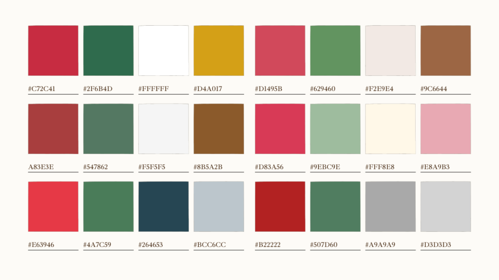 クリスマスをイメージさせる4色の配色カラーコード