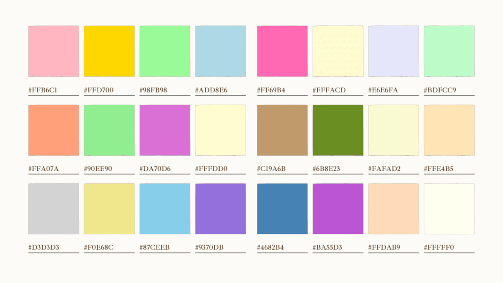 イースターをイメージさせる4色の配色カラーコード