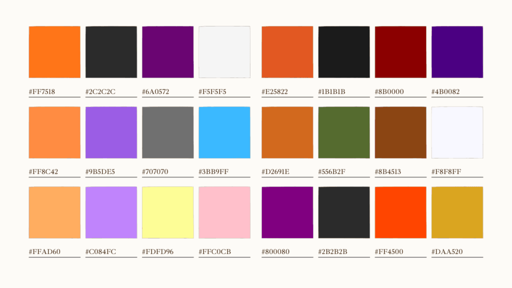 ハロウィンをイメージさせる4色の配色カラーコード